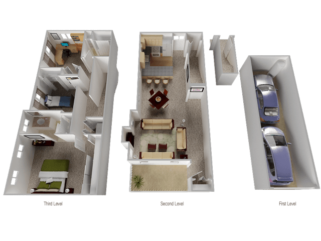 Floor plan for 3 beds, 2 baths, 1510 sqft